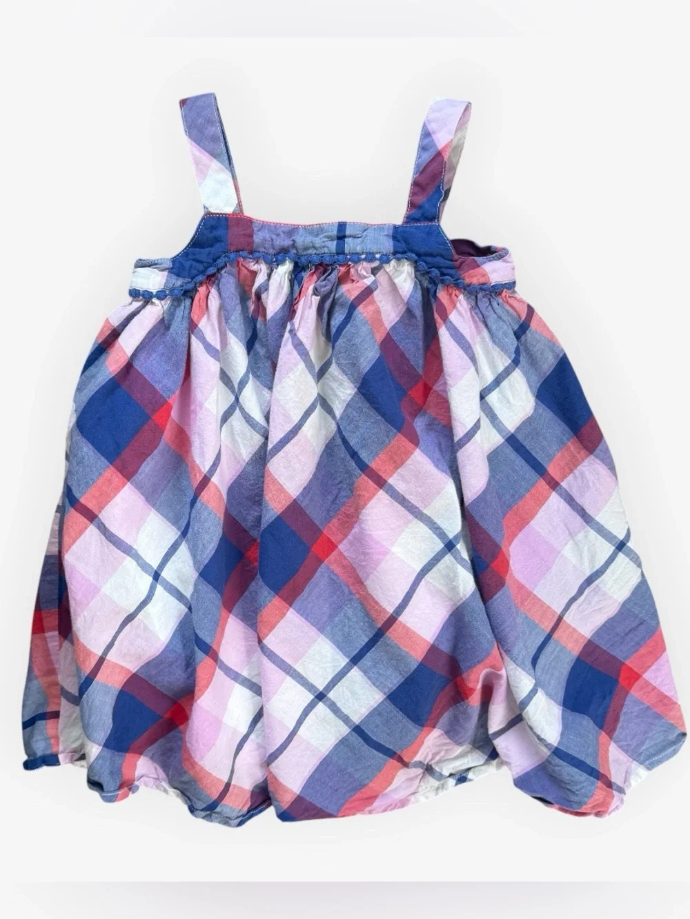 Gap Kids Plaid Dress Pink Blue Bubble Swing Sleeveless Summer Sundress Toddler 3